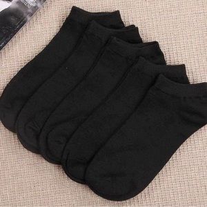 5 Pair Mens Women Non Slip Invisible No Show Non Slip Soft Short Socks BLACK